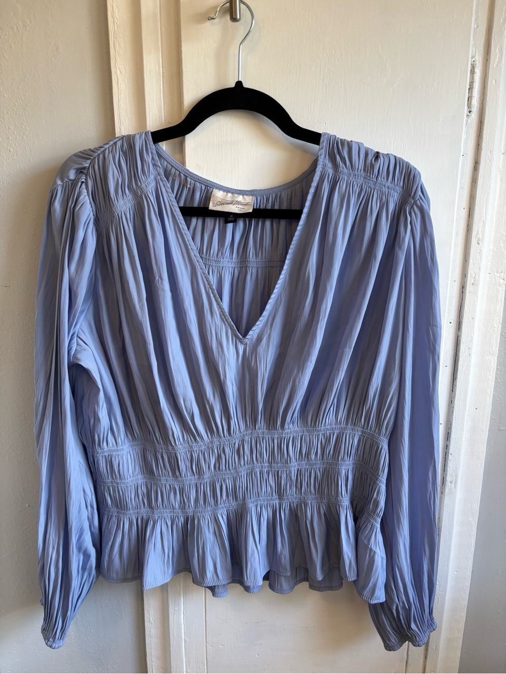 Universal Thread Light Blue V-Neck Smocked Peasant Blouse